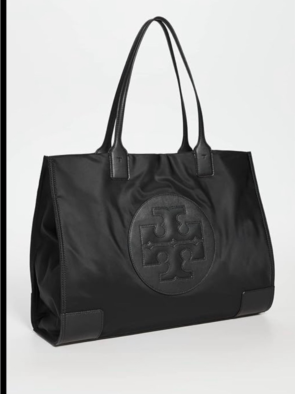 Tory Burch Black Nylon Tote with Patent Logo Medallion - Picture 2 of 2